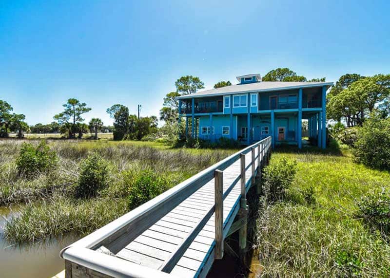 Painted Sky Lodge, viewed from dock in Cedar Key FL