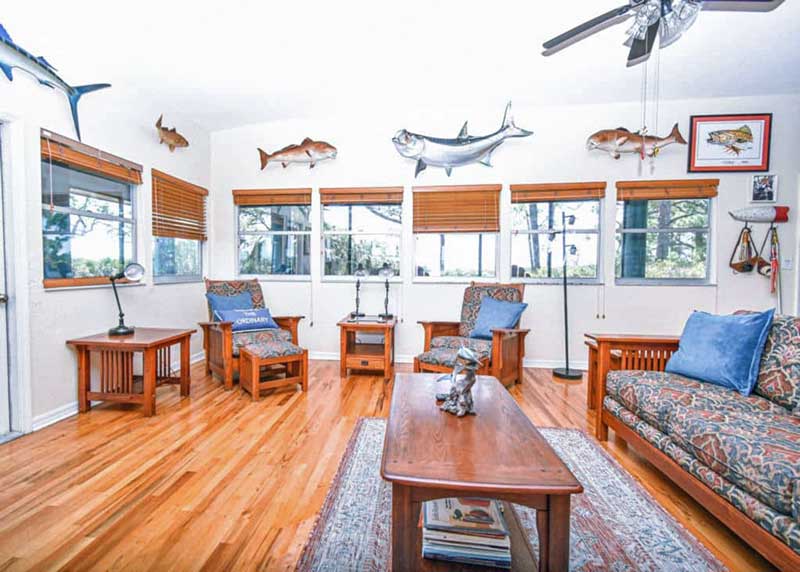 Living Room of Cedar Key's Painted Sky Lodge